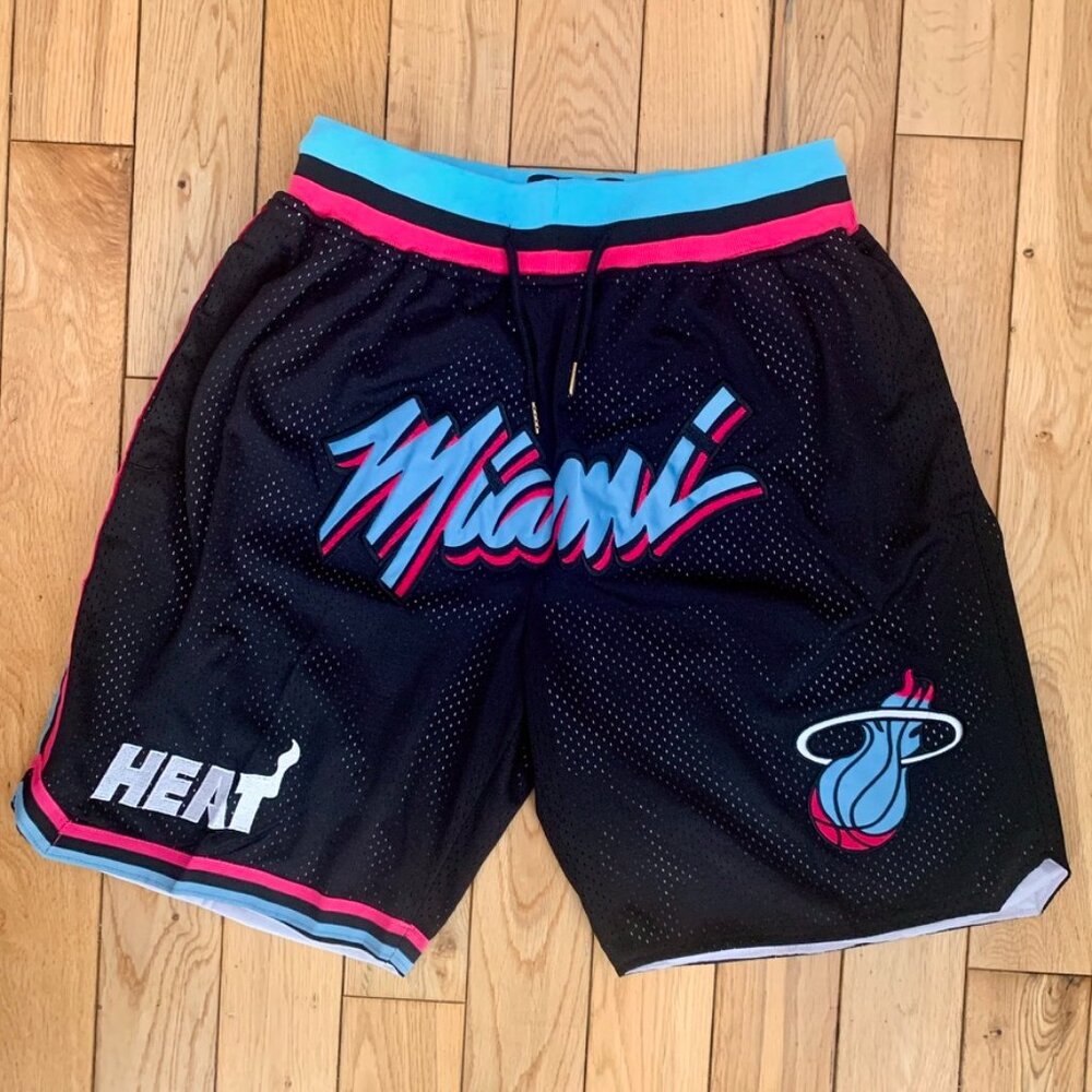 Miami Heat Just Don Basketball Shorts men’s Small stitched black pink blue USA